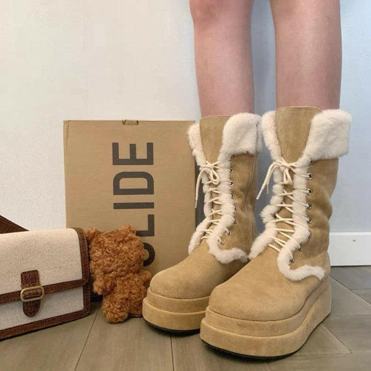 Women's Fashion Casual Simple Warm Platform Snow Boots.