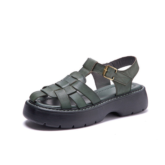 Leather Sandals Women's Summer New Retro Hollow