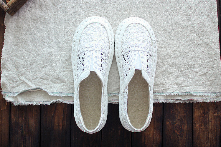 Cotton And Linen Art White Shoes Summer Retro Super Soft Bottom Breathable Mesh Shoes