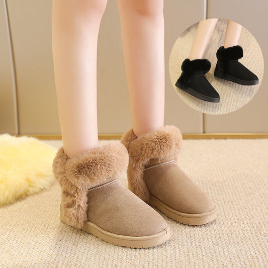 Snow Boots For Women Students Winter Warm Slip On Fluffy Platform Comfy Fleece Ankle Boots Non-slip Plush Cotton Shoes - EnigmaParis