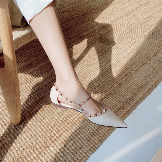 Chic Baotou Fairy Sandals - Fashion Rivets, Summer Flat Patent Leather, Casual Comfort, Green