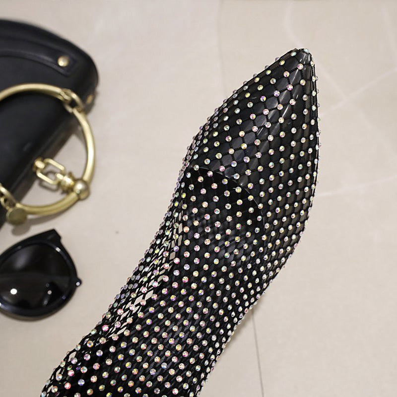 Mesh Cold Boots Martin Boots With Thin Heels And Pointed Toes