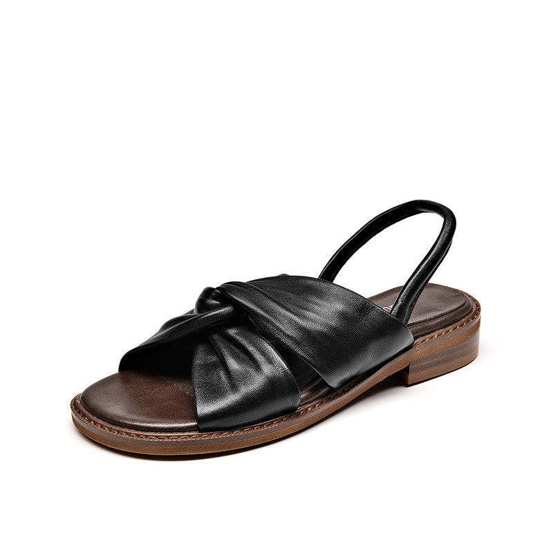 Flat Sandals Fairy Style Ins Tide All-match Thick Heel Women's Shoes