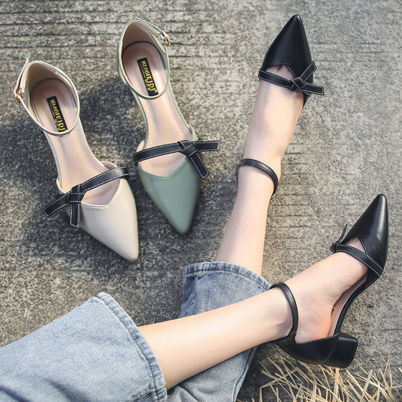 Pointed Toe Buckle Plus Size Fairy Style Toe Cap Sandals