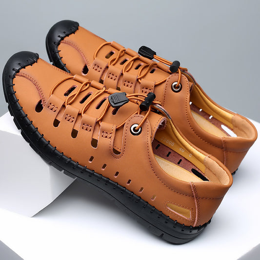 Leather Baotou Hole Shoes Cowhide Casual Hollow Sandals