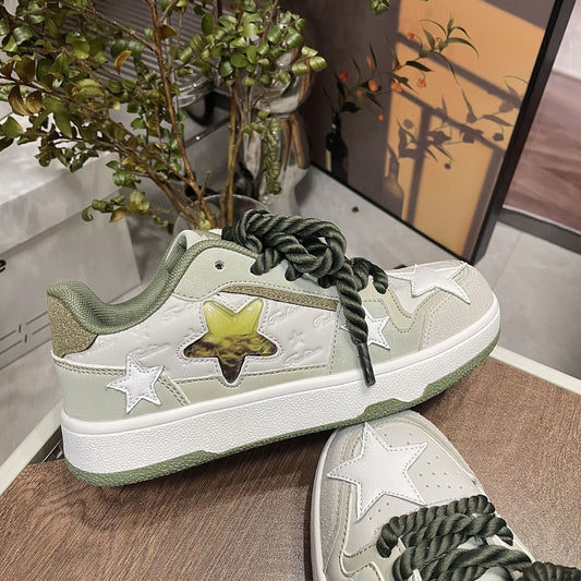 Versatile Elegance: Contrast Color Casual All-Match White Shoes