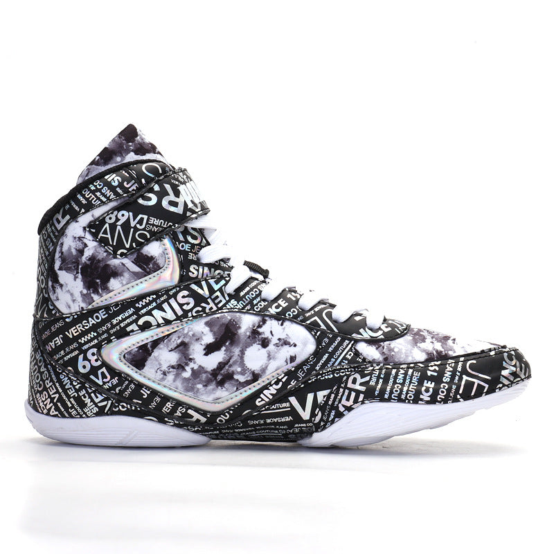 High-Top Boxing Shoe: Men's Sneaker in Fashion Graffiti Style