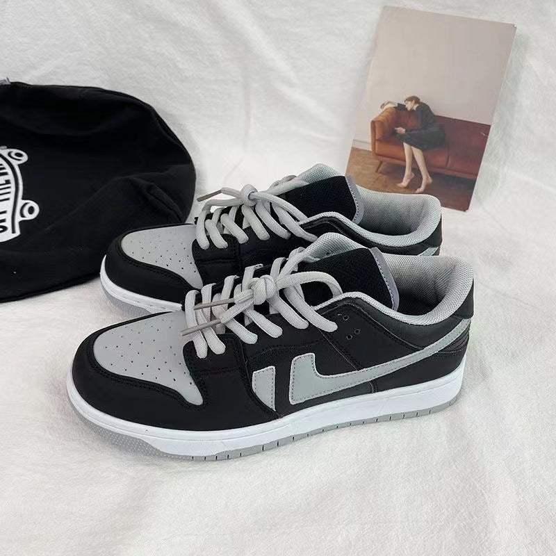 Women's Shadow Gray Shoes Skateboard Trendy Low-top Platform Versatile Ins Casual Sneaker.