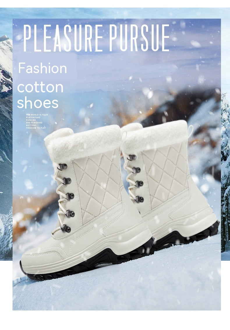 Women's Winter Fashion High-top Warm Fleece-lined Thick And Comfortable Snow Boots - EnigmaParis