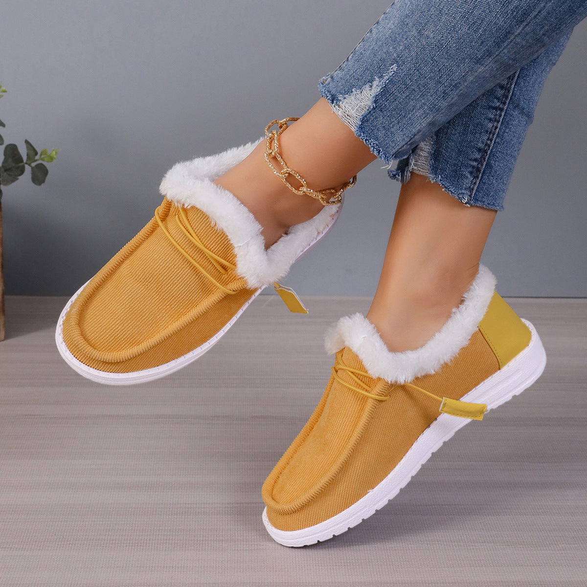 Women's Round Head Lace Plus Velvet Warm Shoes - EnigmaParis