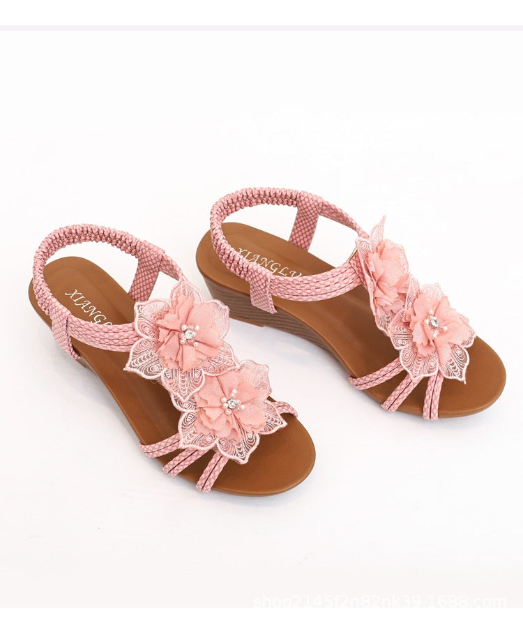 Women's Retro Flower Vacation Sandals Women's Plus Size Women's Shoes