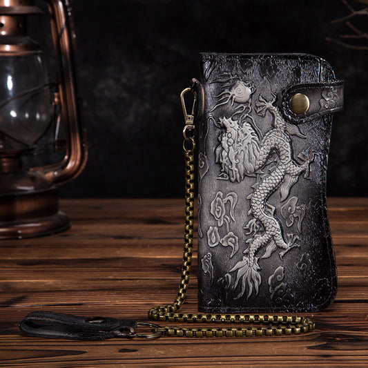 Genuine leather dragon wallet - tiger