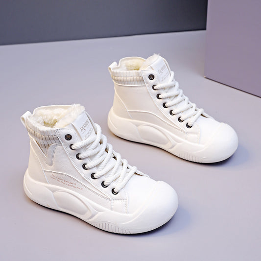 Women's Autumn And Winter Fleece-lined High-top Casual Shoes - EnigmaParis