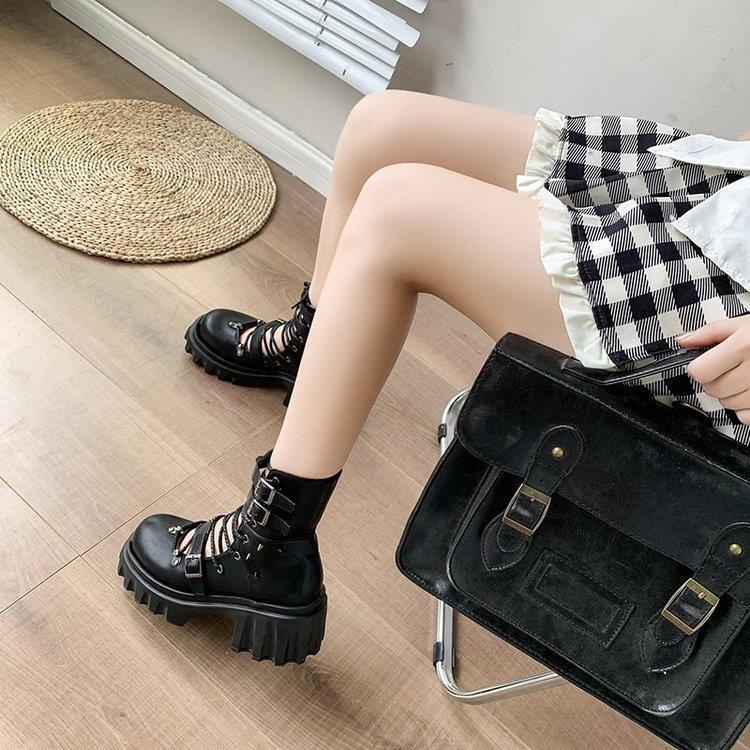 Gothic Hollow Out Martin Boots Women Increase Height