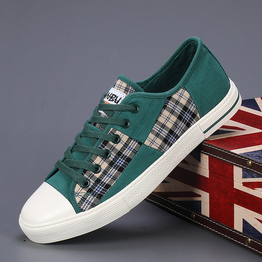 Men's Canvas Height-Increasing Sneakers - Casual Low Top Shoes, Stylish Stitching
