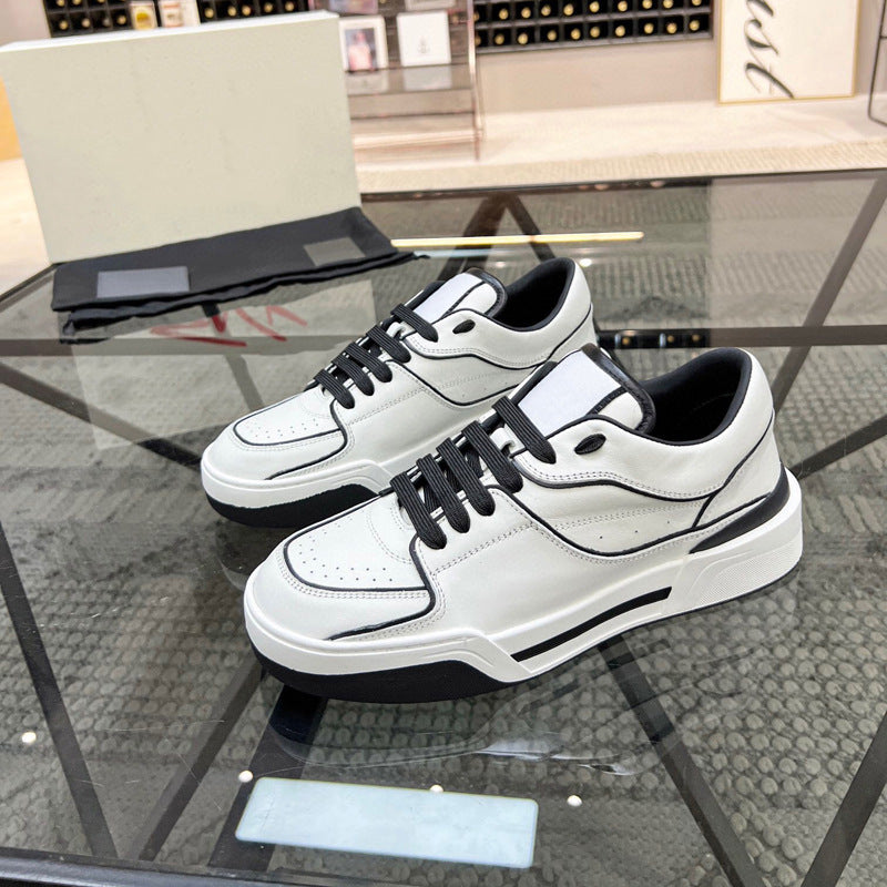 Trendy Breathable Leather Casual Men's Top Layer Cowhide Winter Lace-up Fashion Sneakers Comfortable