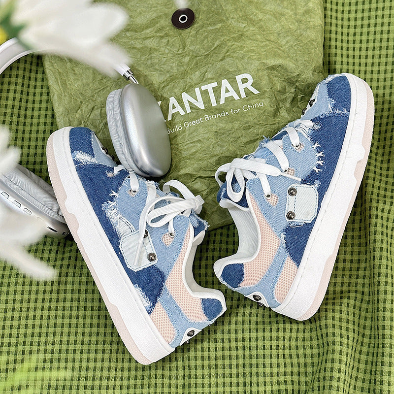 Denim Canvas Cold Glue Bread Shoes - Casual and Durable Footwear for Various Activities.