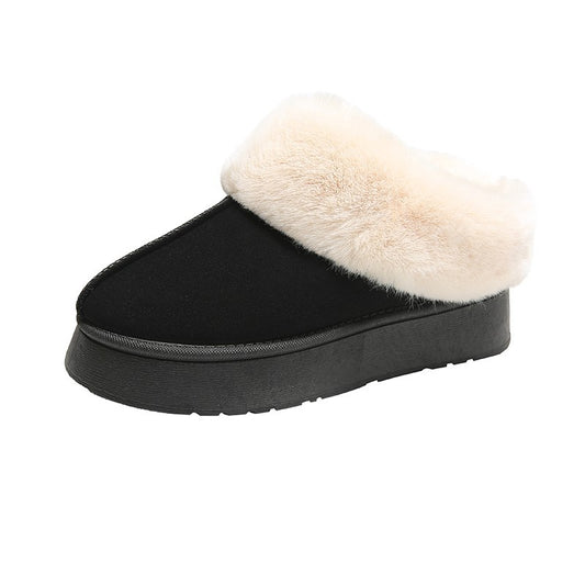 Women's Fur Mouth Short Tube Wrapped Cotton Slippers - EnigmaParis