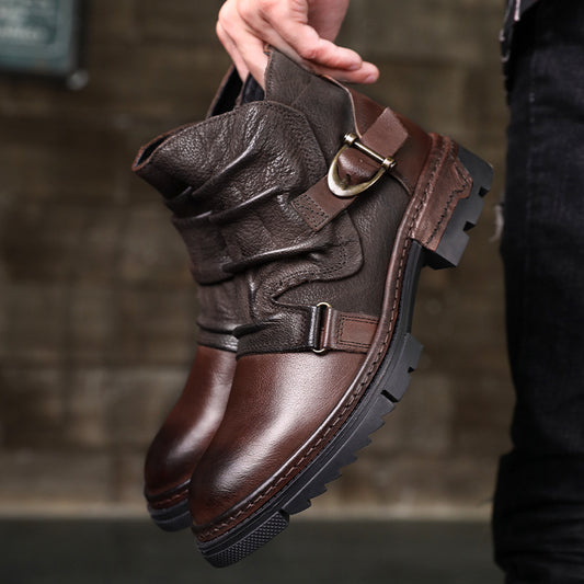 Plus Velvet Warm British High-top Leather Shoes Martin Boots