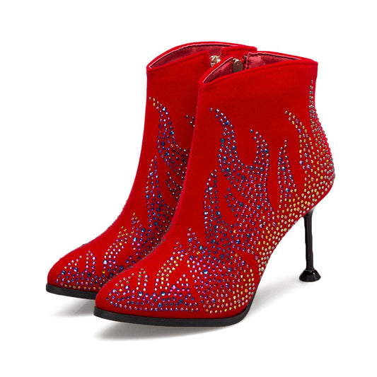 Mixed-Blood Pointed Fancy Diamond Party Boots