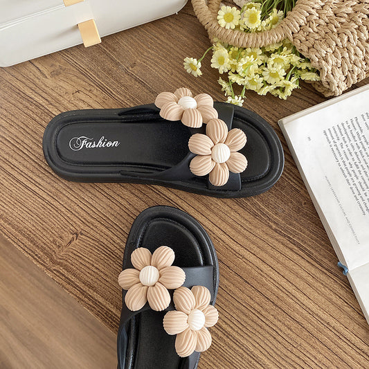 Wind Thick Bottom Sweet Fashion Vacation Flower Slippers - EnigmaParis