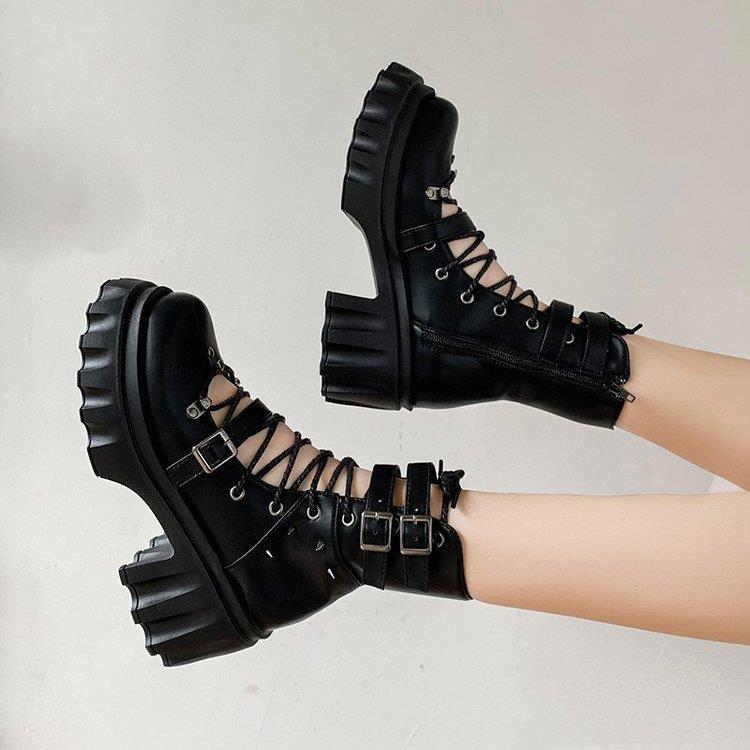 Gothic Hollow Out Martin Boots Women Increase Height