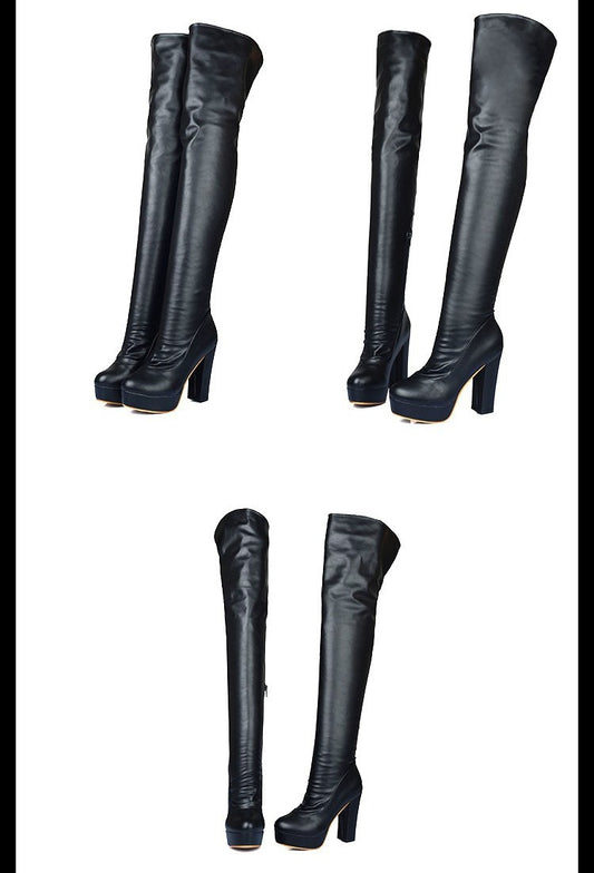 Women's Over-the-Knee Knight Boots - Elastic Force Show Legs.