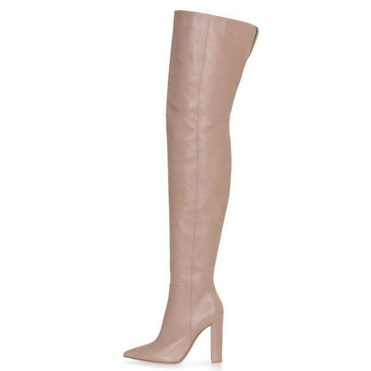 Women's Plus Size Pointed Snakeskin High Over-The-Knee Boots.