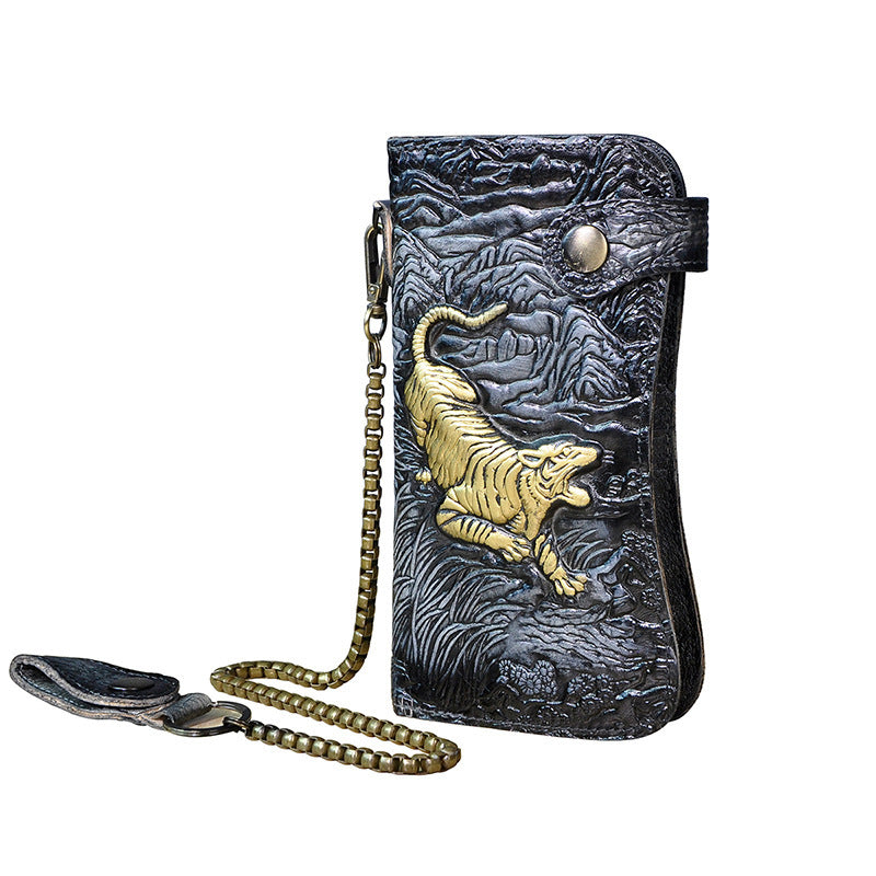 Genuine leather dragon wallet - tiger