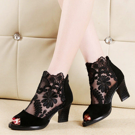 Gauze lace lady's sandals