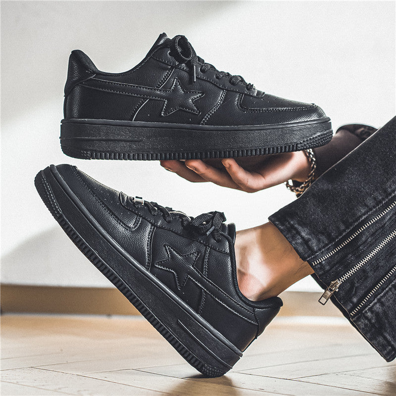 Men's Stylish Thick-Soled White Casual Sneakers – Fashionable Comfort