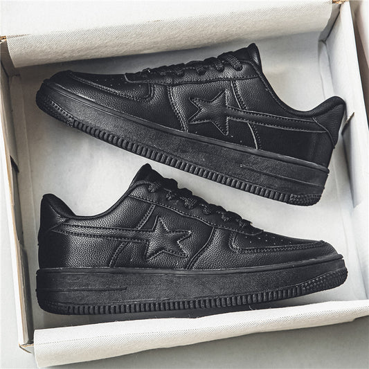 Men's Stylish Thick-Soled White Casual Sneakers – Fashionable Comfort