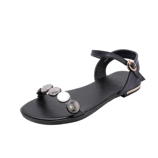 Women's Fashion Simple Solid Color Leather Sandals