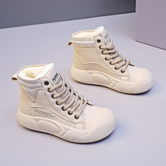 Women's Autumn And Winter Fleece-lined High-top Casual Shoes - EnigmaParis