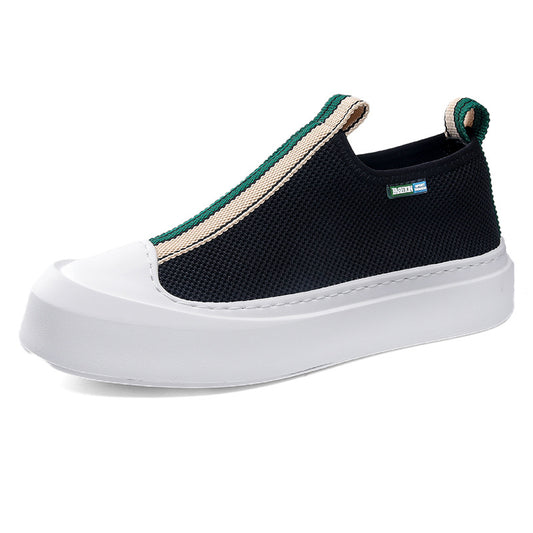 Men's Loafers: All-Match Flying Woven, Breathable Mesh, Thick-Soled