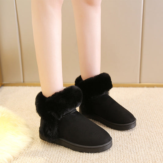 Snow Boots For Women Students Winter Warm Slip On Fluffy Platform Comfy Fleece Ankle Boots Non-slip Plush Cotton Shoes - EnigmaParis