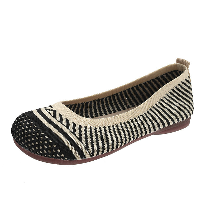 Soft Bottom Pumps Women's Knitted Woven Low-cut Flat Shoes - EnigmaParis