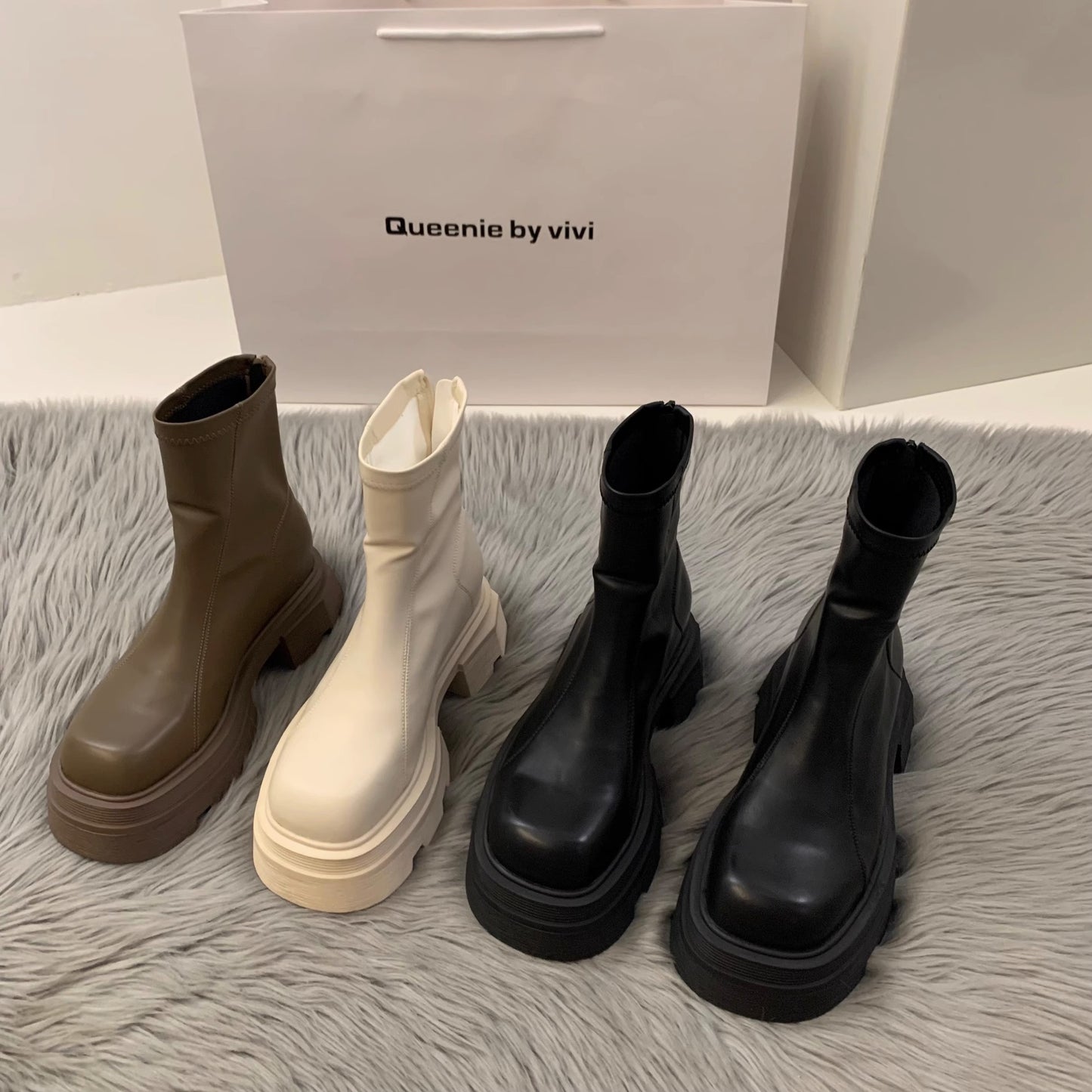 Thick Bottom Square Toe Martin Boots Women - EnigmaParis