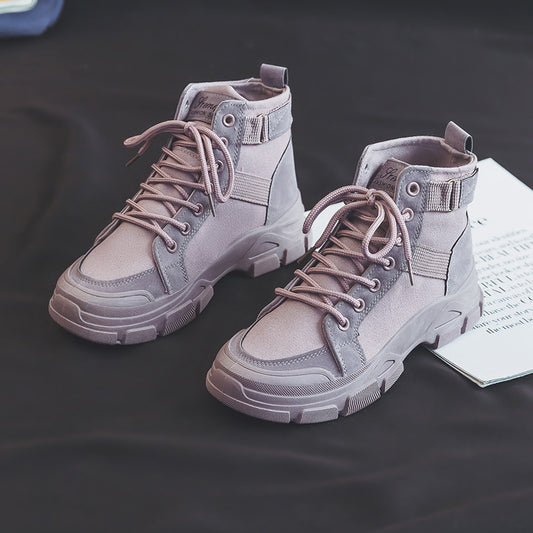 Martin Boots Female Student All-matching Knight Short High-top Booties Chic Canvas Shoes - EnigmaParis