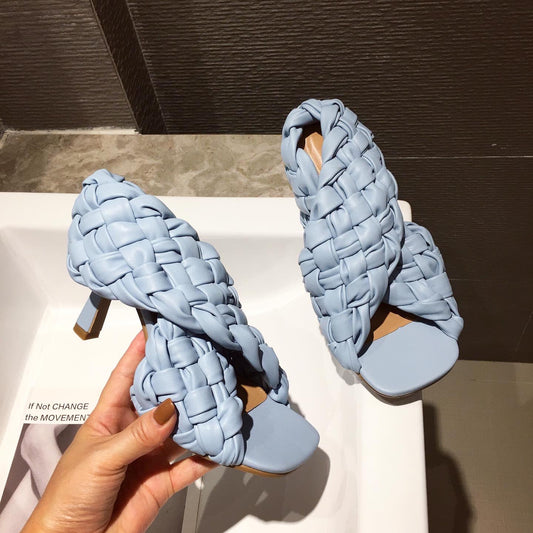 European And American New Style Foreign Trade Woven Stiletto Sandals