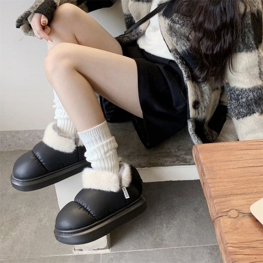 Winter Cute Bow Warm With Velvet Men And Women Creativity New Waterproof Boot.