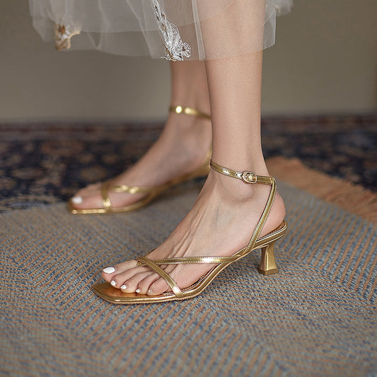 Fairy Style Golden Vintage French Roman Sandals