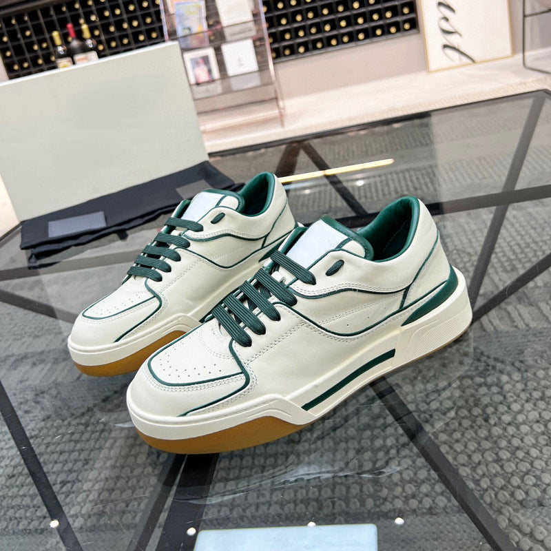 Trendy Breathable Leather Casual Men's Top Layer Cowhide Winter Lace-up Fashion Sneakers Comfortable