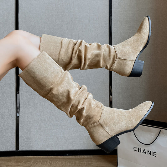 French Western Denim Boots - Stylish Mid-calf Footwear for a Trendy Look.