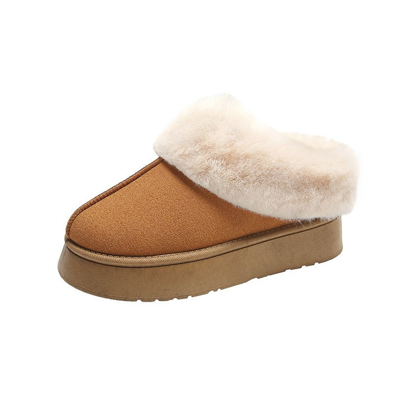 Women's Fur Mouth Short Tube Wrapped Cotton Slippers - EnigmaParis