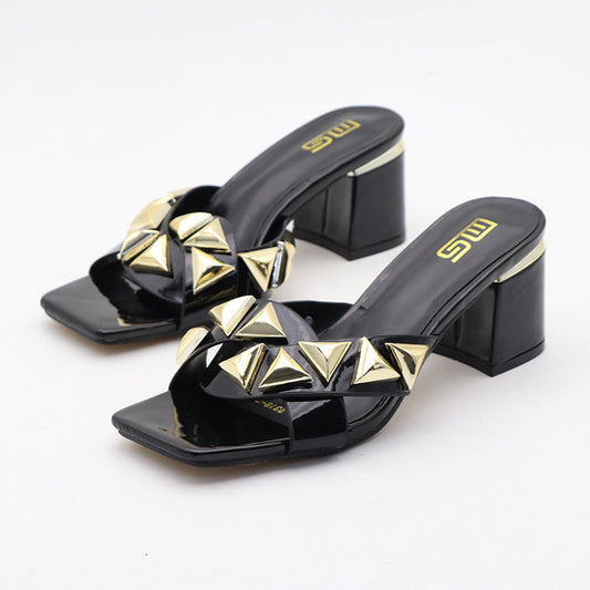 Chunky Heel Sandals: Simple & Stylish | Open Toe, Square Head Design, Outdoor Sandals - EnigmaParis