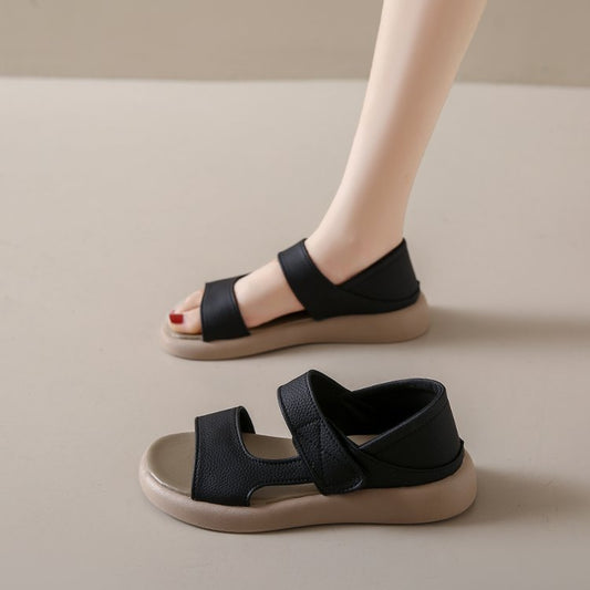 Women’s Flat Sandals: Simple Toe, Thick Bottom, Fairy Style - EnigmaParis
