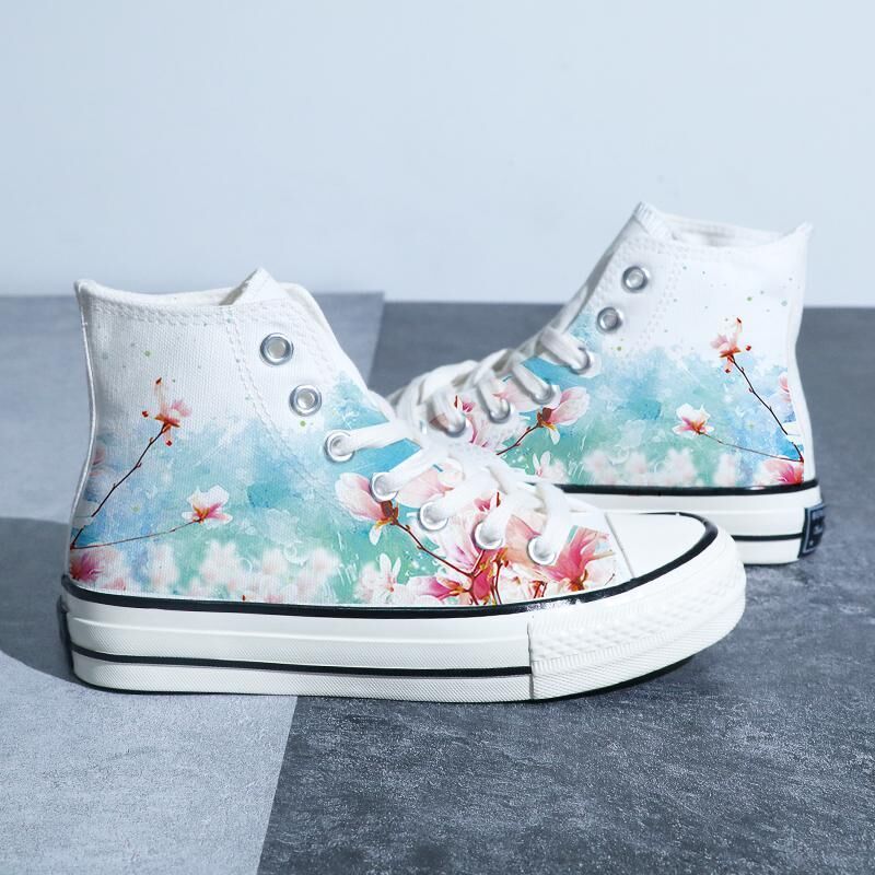 Canvas im chinesischen Stil: High-Top-Boardschuhe mit Retro-Landschaft
