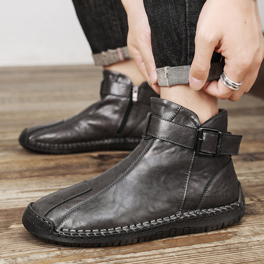 High-Quality Genuine Leather High-Top Men's Boots | Enigma Paris - EnigmaParis