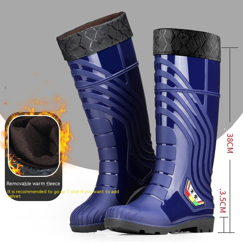 Mid-calf Rubber Fashion Rain Boots Men's Outdoor Fleece-lined - EnigmaParis